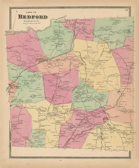 Town of BEDFORD New York 1868 Map | Etsy