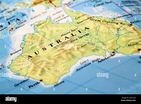 Australia On Atlas World Map Stock Photo Alamy