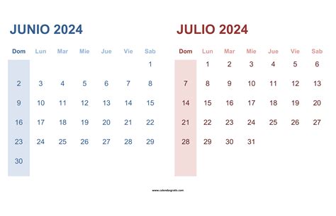 Calendario Junio Julio 2024 Para Imprimir Calendar Gratis