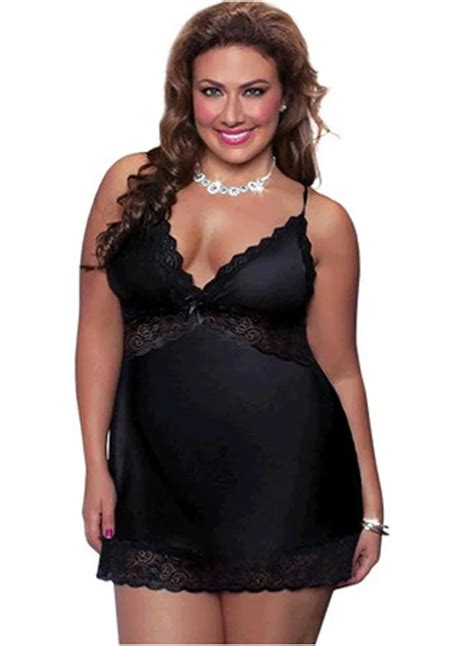 Free Shipping Women Plus Size Sexy Lingerie Satin Lace Dress Sex Nightgown Sex Clothing Colors