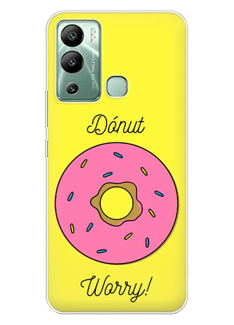 Бампер для Infinix Hot 12i X665 СимпСоні Donut Worry рожевий донат на жовтому фоні