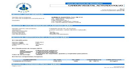 HOJA DE DATOS DE SEGURIDAD CARBON VEGETAL Reactivosmeyer Mx Pdf