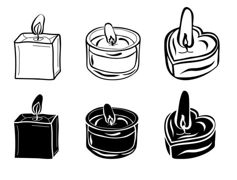 Black And White Silhouettes Burning Candles 16124863 Vector Art At Vecteezy