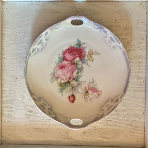 Bavarian Germany Rose Serving Plate Lusterware Flowers Handles Etsy