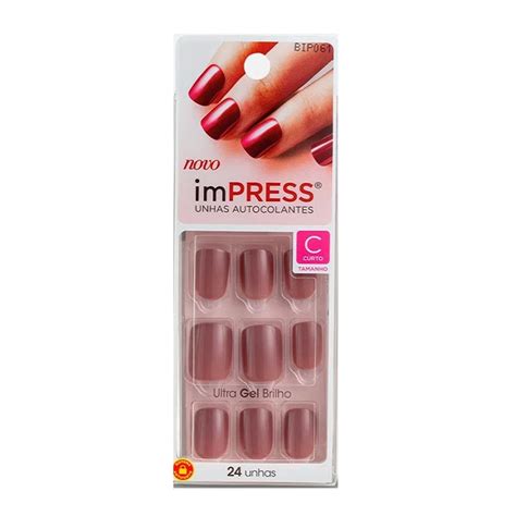 Unhas Postiças Quadrado Curto Summer Nude Impress Kiss New York Mais Vaidosa Unhas Postiças