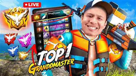 Top 1 Grandmaster Live Push With V Badge Youtubers Freefire Live