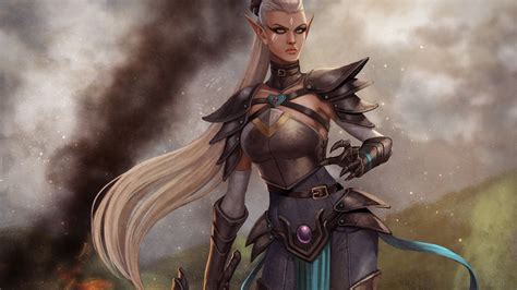 Fantasy Elf Hd Woman Pointed Ears Blonde Armor Aqua Eyes Hd Wallpaper Rare Gallery