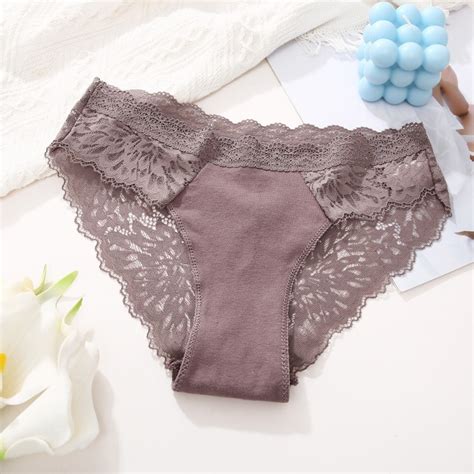 Pcs Set Women Lace Panties Sexy Hollow Out Underwear Floral Perspective Lingerie Solid Color S