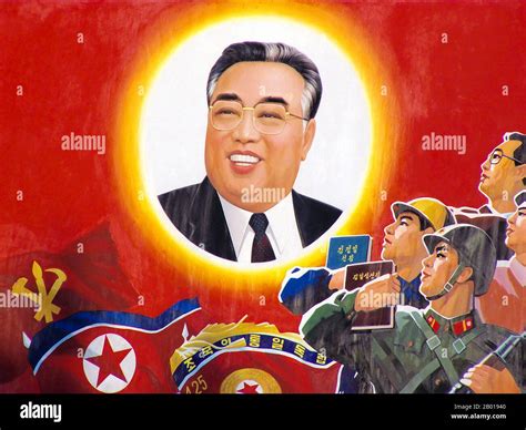 Corée affiche de propagande nord coréenne RPDC glorifiant Kim il