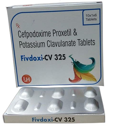 Allopathic Cefpodoxime Proxetil And Potassium Clavulanate Tablets Fivdoxi Cv 325 In Pan India