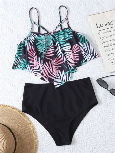 Floral Sexy Backless Print High Waist Ruffled Bikini On Luulla