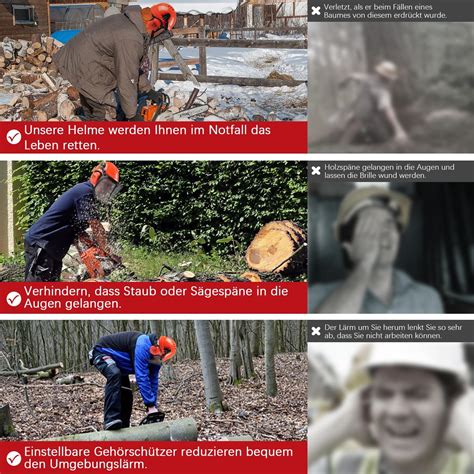 🔥 Schutzhelm mit Visier – HEARMOR Kettensägen Schutzhelm mit Visier und