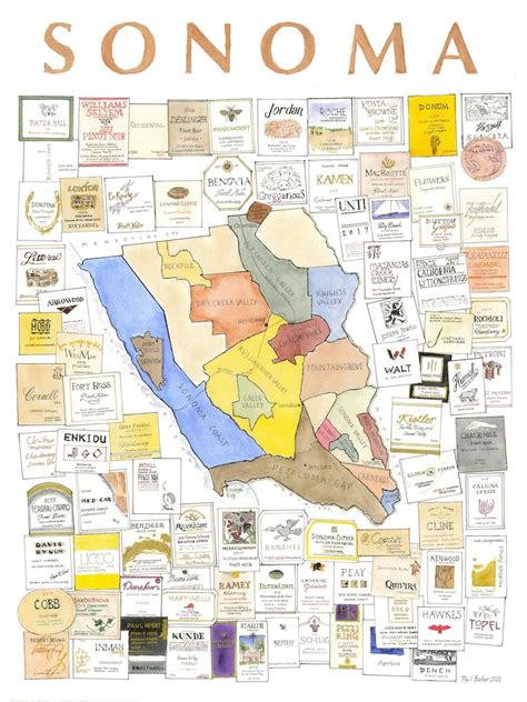 Sonoma Wine Map Signed Print - Etsy