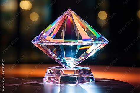 Pyramid Glass Prism With Vibrant Refractions A Glass Pyramid With