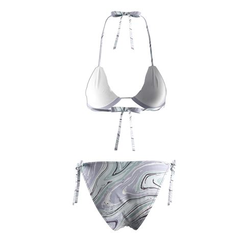 Wholesale White Psychedelic String Bikini Bottom Swimwear Rise Bikini