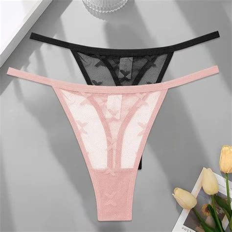 Finetoo Pcs Set Women Sexy Lace Floral G String Panties Femme Underwear Lingerie Transparent