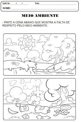 Desenho Do Meio Ambiente Limpo E Sujo Para Colorir