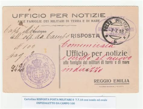 Storia Postale Regno Cartolina Risposta Posta Militare N Z