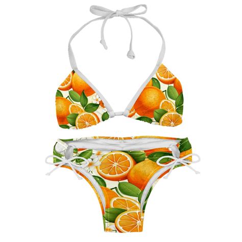 Tangerine Women S One Piece Swimsuit Bikini Set With Detachable Sponge And Adjustable Strap Two