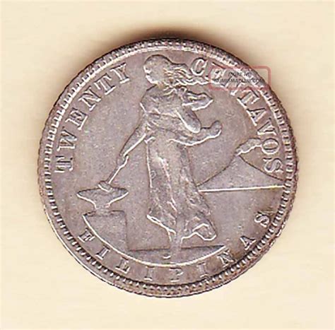 Us Philippines 1928 20 Centavos Mule Silver Coin