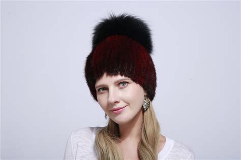 Меховая шапка, зимняя шапка из лисы, меховая помпоз, женские шапки для ...