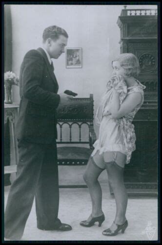 French Nude Woman Hands Up Gun Biederer Original Old C Photo