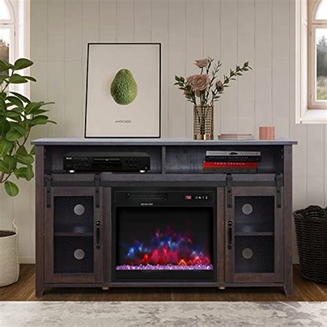 Enstver Tv Stand For Tvs Up To 55 With Electric Fireplace Included Media Storage Television