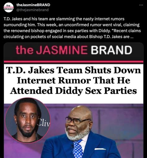 Bishop T D Jakes Reacts To Unverified Rumors That He Was Involved W