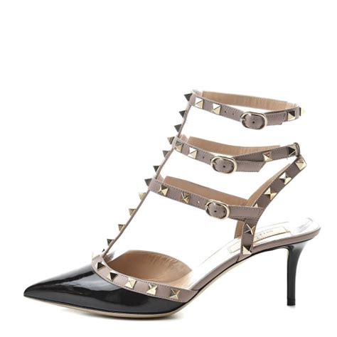Valentino Garavani Patent Nappa Rockstud Ankle Strap 65mm Pumps 385