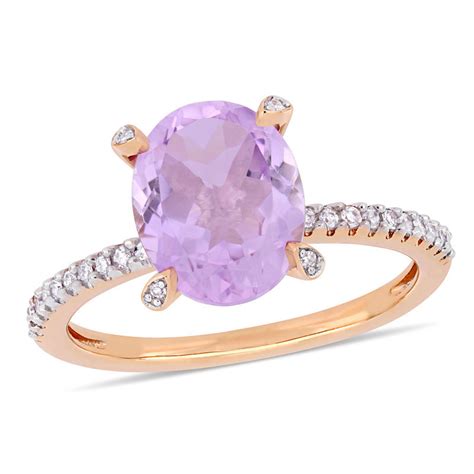 Oval Rose De France Amethyst And Ct T W Diamond Engagement Ring