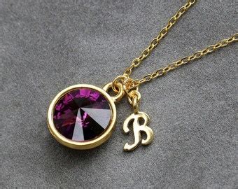 February Birthstone Jewelry Personalized Birthstone Initial