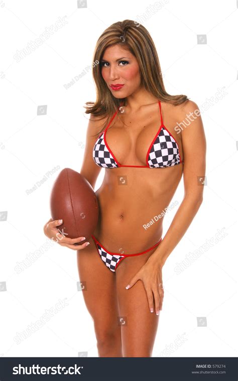 Sexy Latina Woman Bikini Holding Football Stock Photo Shutterstock