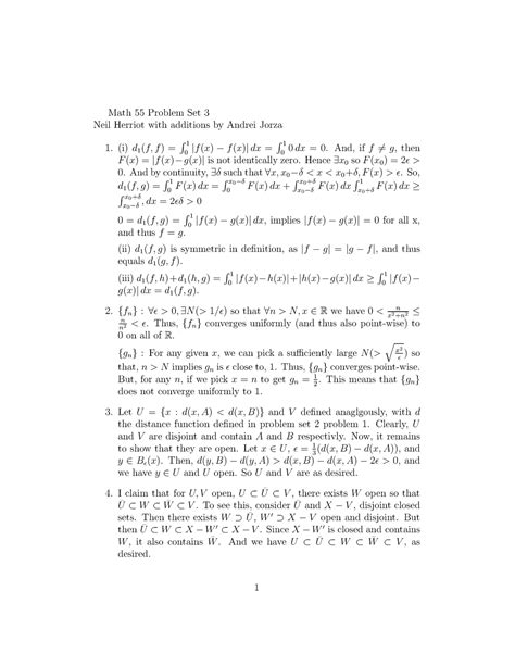 Sol3 - Solution for Ass3 - Math 55 Problem Set 3 Neil Herriot with
