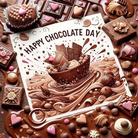 Premium Photo Happy Chocolate Day Cards Floating In A Chocolate River