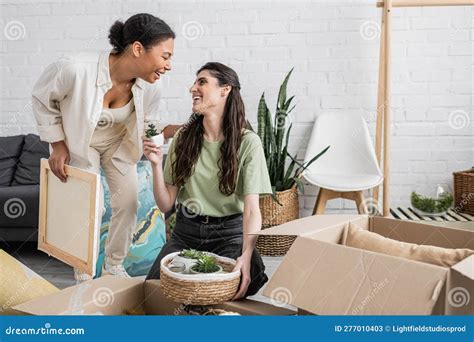 Happy Lesbian Woman Showing Tiny Green Stock Image Image Of Multiethnic Adult