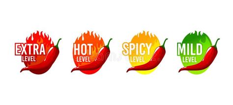 Hot Spicy Level Labels Chili Pepper Mild Or Extra Stock Vector Illustration Of Heat Chili