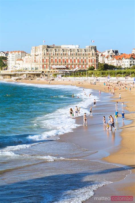 La Grande Plage Beach Crowded By Tourists Biarritz France Royalty