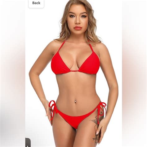 Swim Tainehs Sexy Halter Thong Bikini Tie Two Sides Bottom Triangle Bikini Swimsuits Poshmark