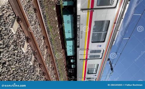 Commuter Line KRL Goes Fast During The Day Stock Video Video Of