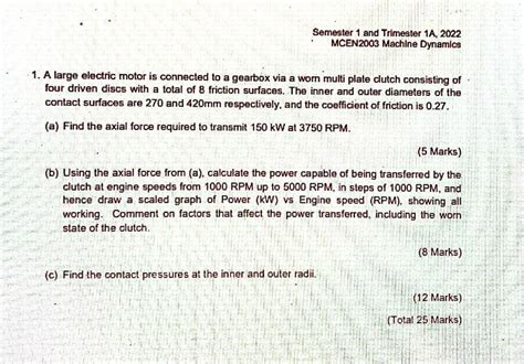 SOLVED: Semester 1 and Trimester 1A.2022 MCEN2003 Machlne Dynamics 1.A ...