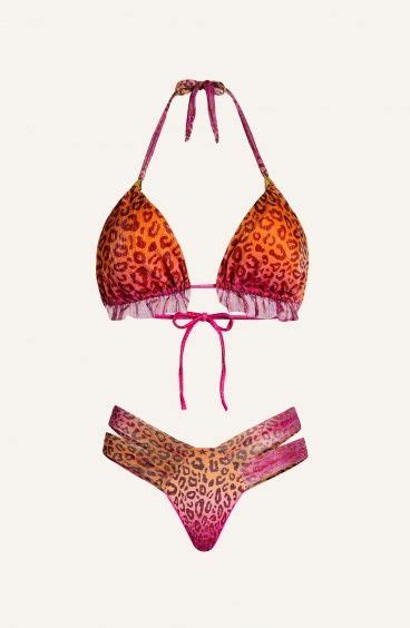 Bikini Triangolo Imbottito Con Rouge In Lycra Stampa Macula Taglia S Colore Rosa Slip Brasiliana