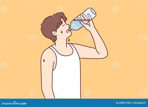 Thirsty Man Suffer From Heatstroke Vector Illustration Cartoondealer