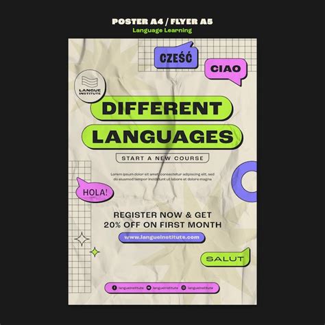 Free Psd Flat Design Language Learning Poster Template