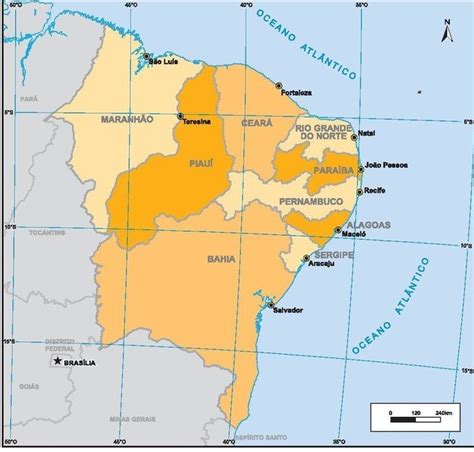 Mapa Dos Estados Do Nordeste Capitais