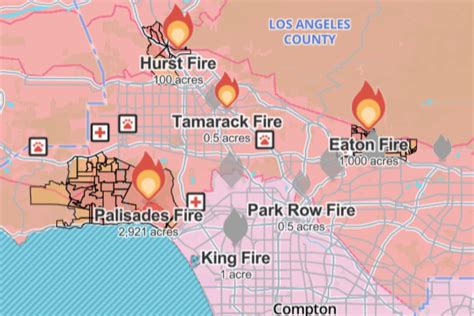 California Fire Map, Update as Palisades, Eaton, Hurst Blazes Burn LA ...