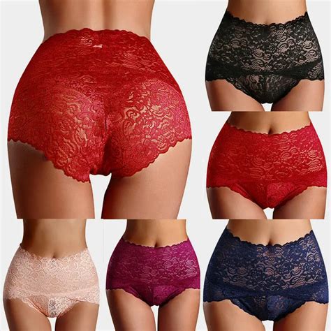 Plus Size Sexy Women Lingerie Lace Brief Panties Thong High Waist Knicker Underwear Briefs
