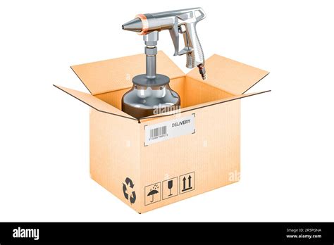 Portable Sand Blaster Gun Inside Cardboard Box Delivery Concept 3d