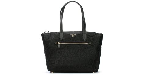 Michael Kors Kelsey Black Nylon Leopard Print Tote Bag Lyst