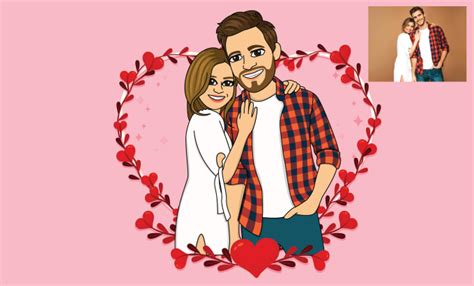 Draw Bitmoji Couple Cartoon Portrait For Valentine Day By Mandi