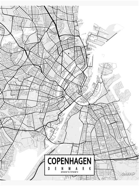 Copenhagen City Map Of Denmark Light Poster